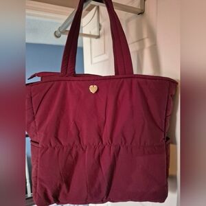 Elegant Burgundy Tote with Heart Detail